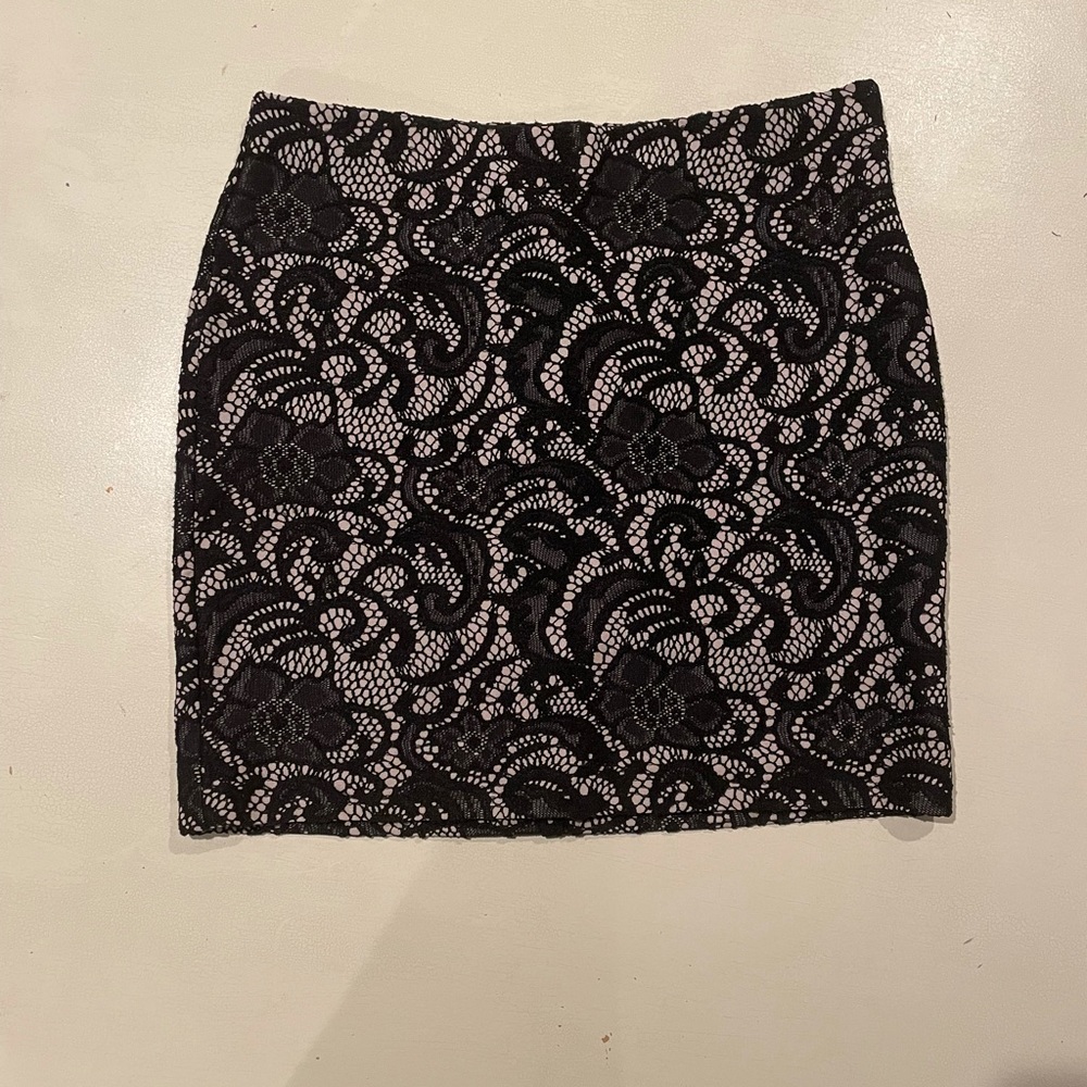 Black lace detail skirt